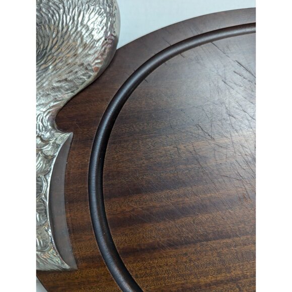 Wood Pewter Cutting baod Made in France hanging 20 x 9 textured metal 4 lbs - Picture 6 of 16